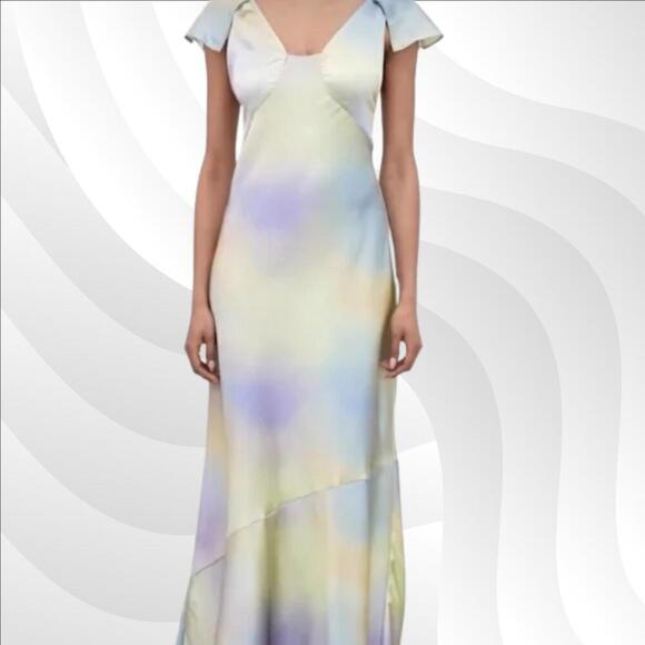 2/$50 WeWoreWhat Watercolor Silky Charmeuse Lace Slip Dress Size 4 - Picture 1 of 7